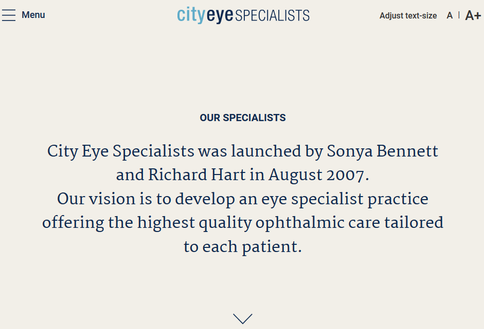Eye City Specialists Website